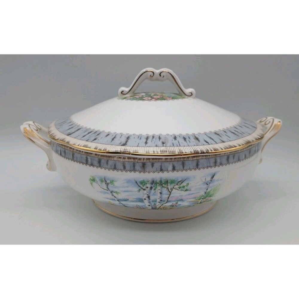 Royal Albert Silver Birch Round Covered Vegetable Bowl England